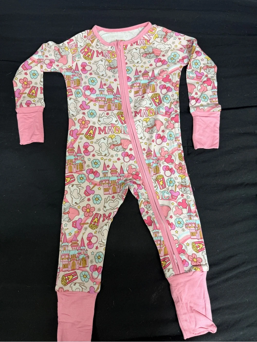 Kids Pink Magic Castle One-Piece Bamboo Pajamas